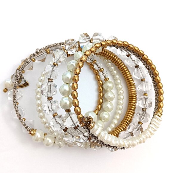 Silpada KR Collection Coil Crystal Pearl Wrap Bracelet - Picture 2 of 3